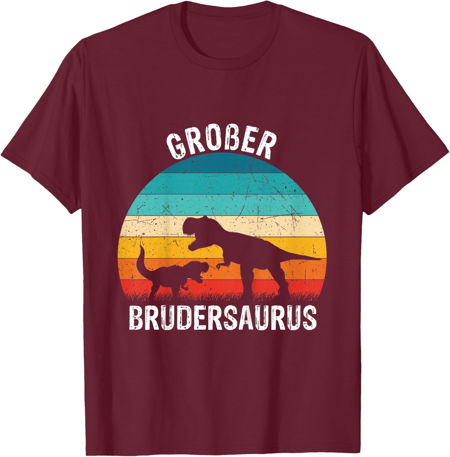 Children's Big Brother 2022/2023 Brudersaurus T-Rex Dino Gift , black T-Shirt - T-Shirt | Maroon
