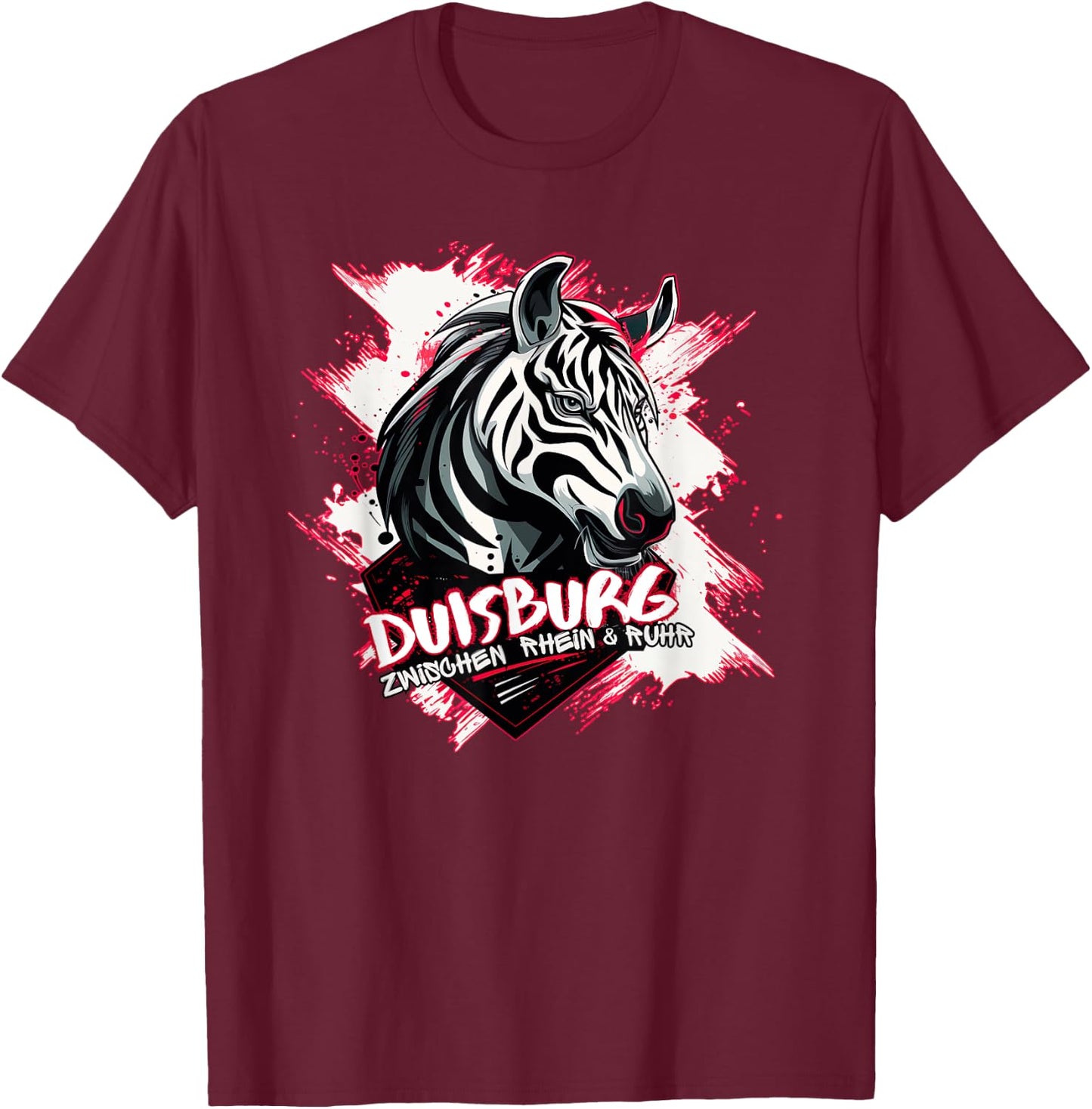 Duisburg Rhein und Ruhr - Das Zebra für Duisburger T-Shirt - T-Shirt | Maroon