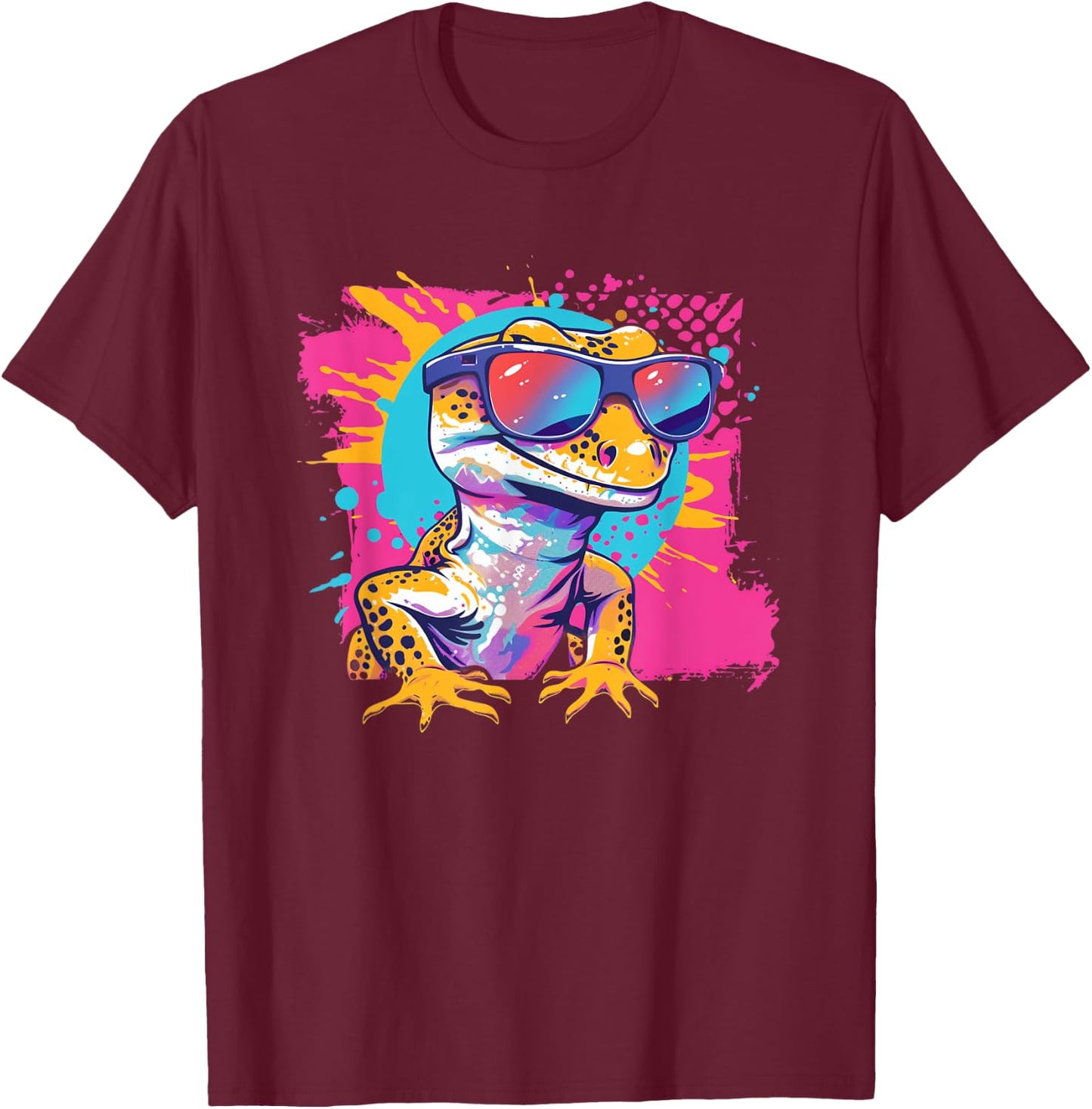 Reptile Retro Vintage Leopard Gecko Lover T-Shirt - T-Shirt | Maroon