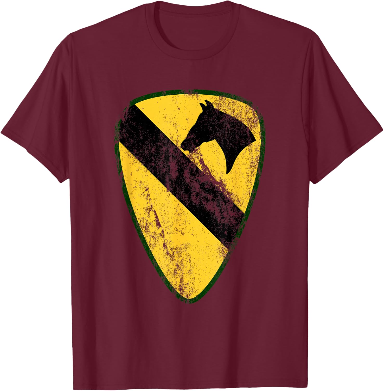 1st Cavalry Division Patch - Vintage 1st CAV T-Shirt - T-Shirt | Maroon