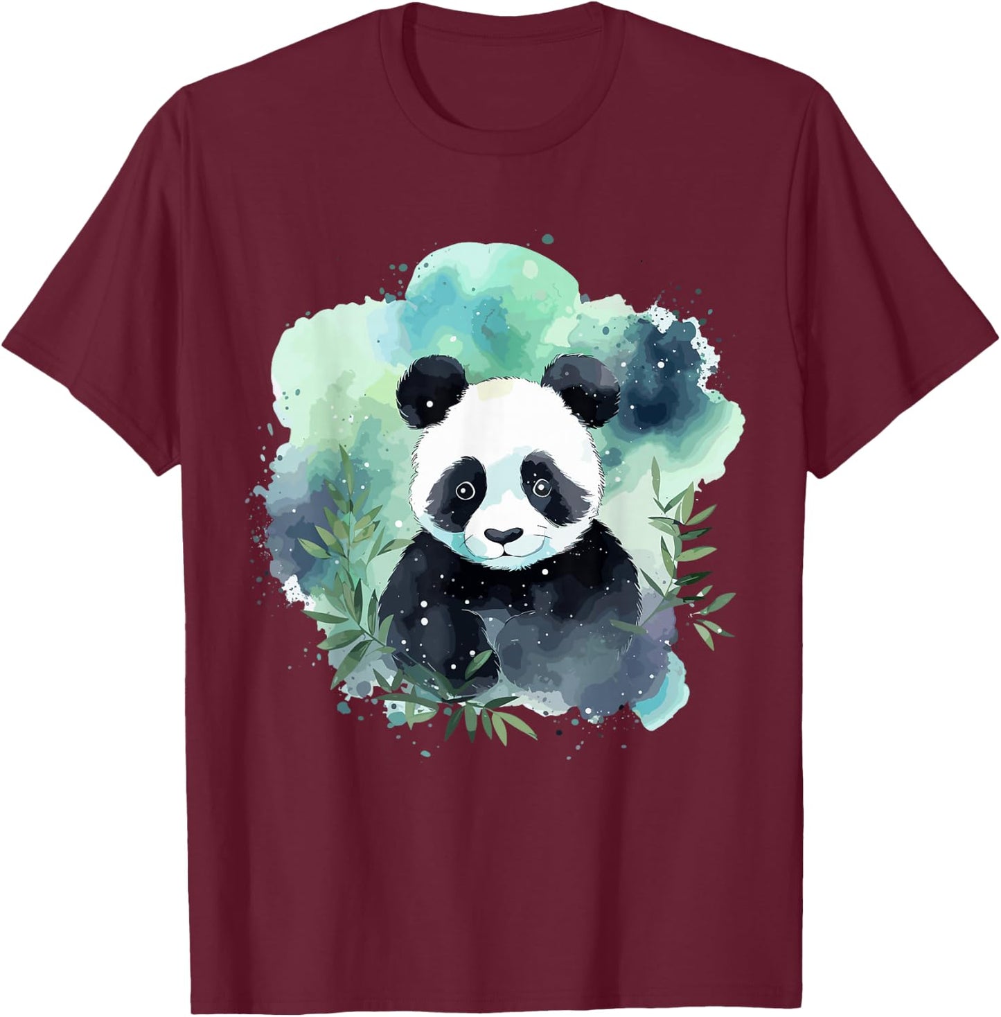 Watercolor Panda T-Shirt - T-Shirt | Maroon