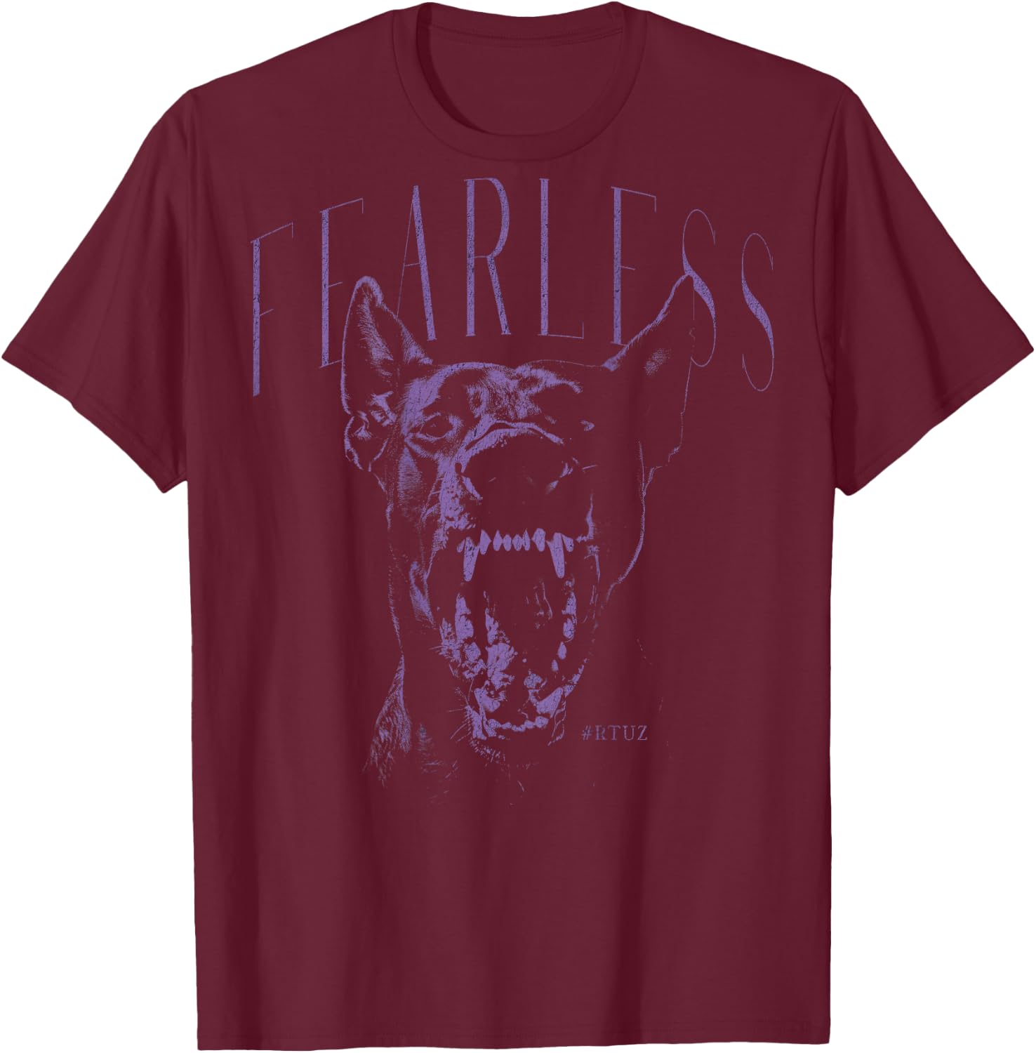 Wild Dog Doberman Portrait Dog Owner Back Print Doberman T-Shirt - T-Shirt | Maroon