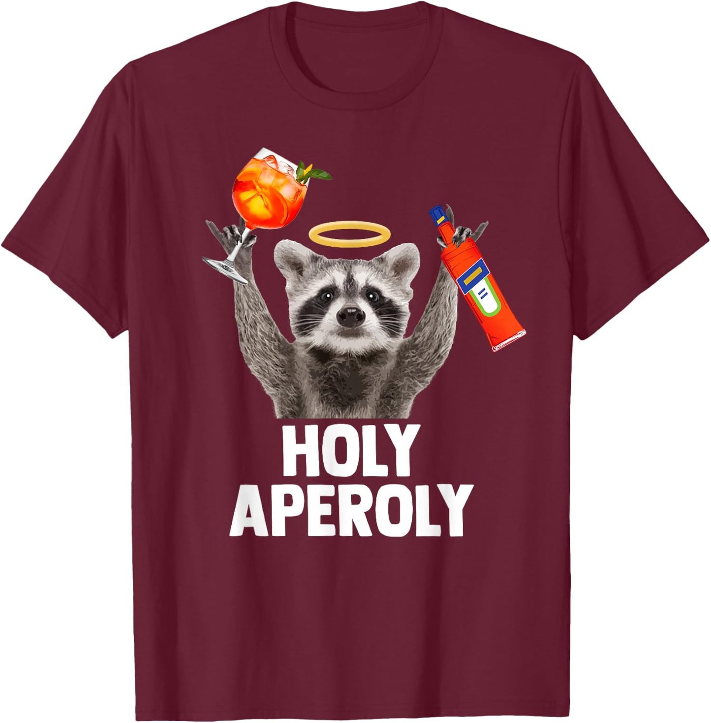 HOLY APEROLY X Raccoon Meme Racoon X Aperoli Pedro Spritz , black T-Shirt - T-Shirt | Maroon