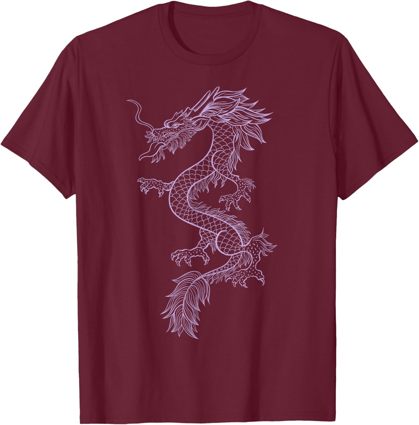 Chinese Purple Dragon Graphic Design Cool Urban Fashion T-Shirt - T-Shirt | Maroon