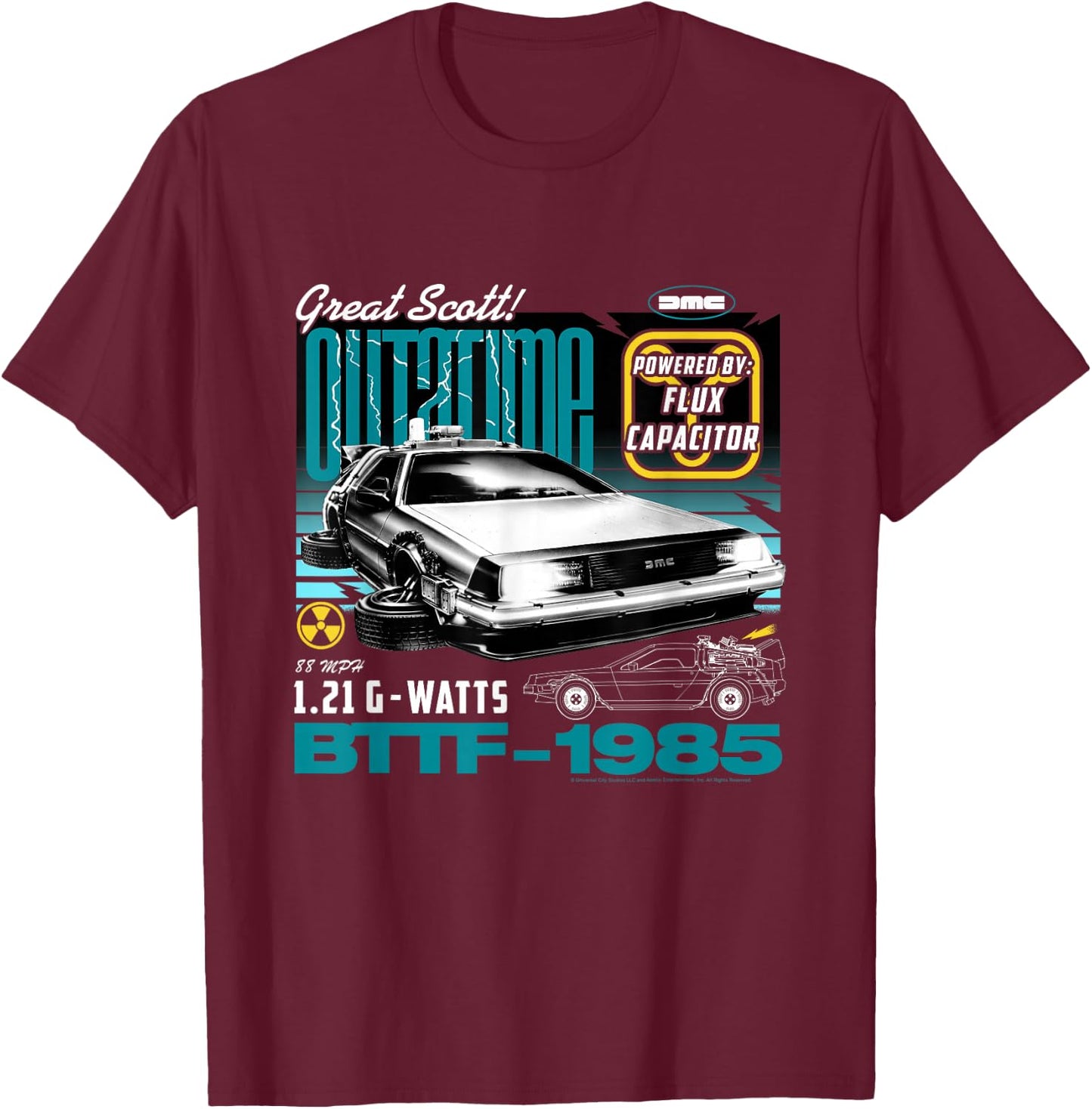 Back to the Future Flux Capacitor , black T-Shirt - T-Shirt | Maroon