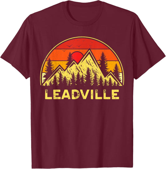 Vintage Leadville Colorado CO Mountains Hiking Souvenir T-Shirt - T-Shirt | Maroon