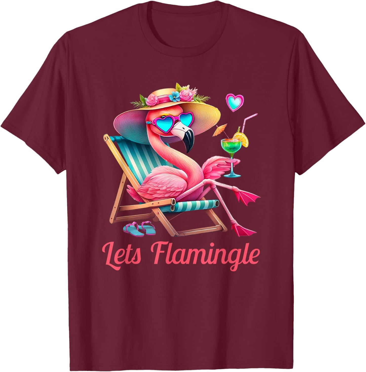 Lets Flamingle T-Shirt - T-Shirt | Maroon