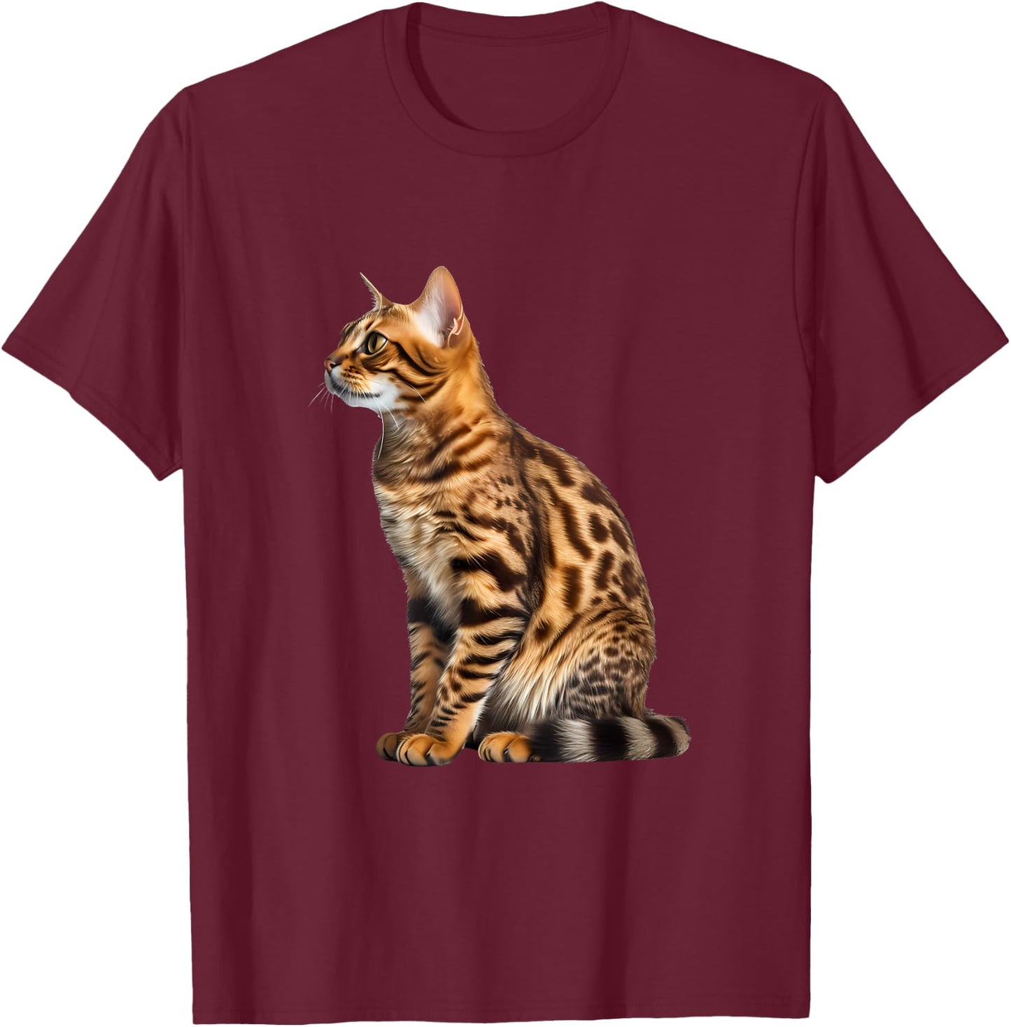 Bengalkatzen-Porträt T-Shirt - T-Shirt | Maroon