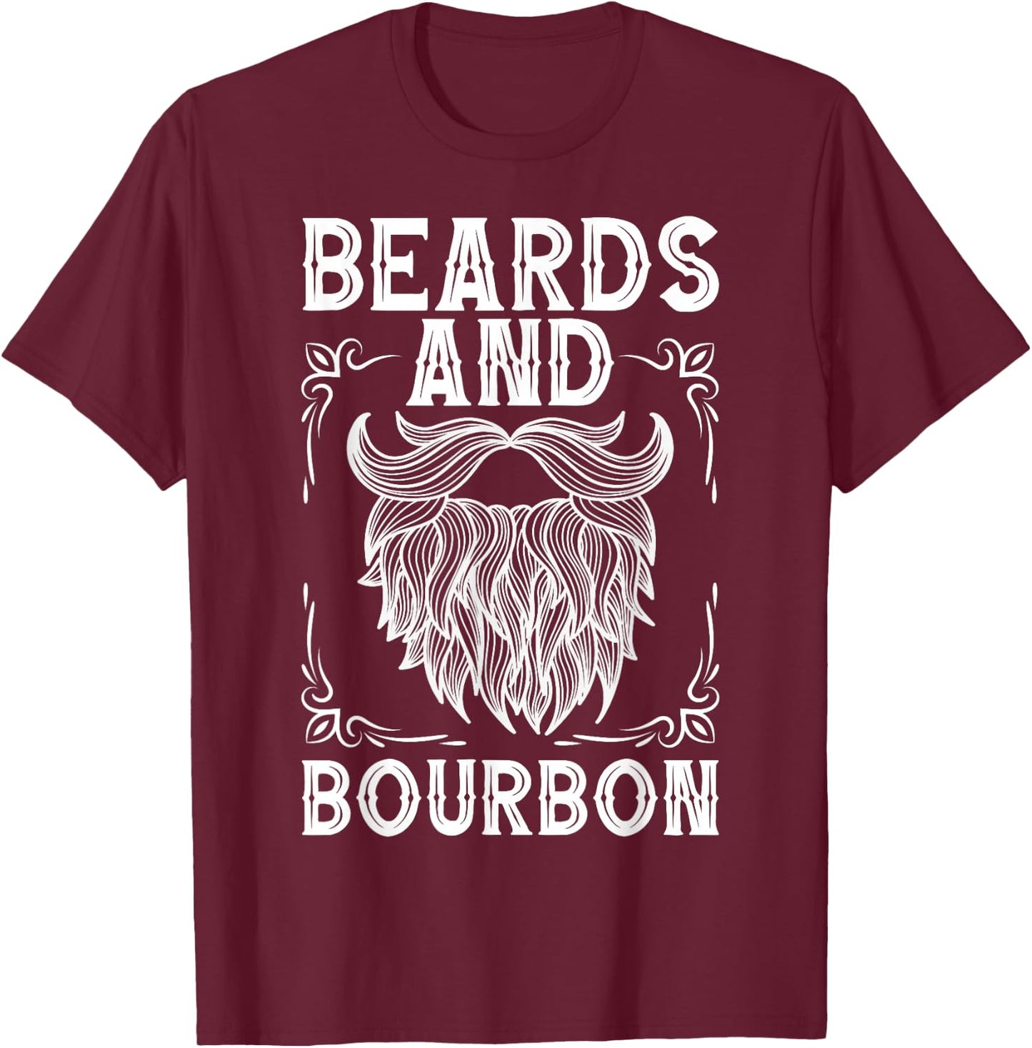 Beard Bourbon Lover Drinking Husband Papa Grandpa Dad T-Shirt - T-Shirt | Maroon