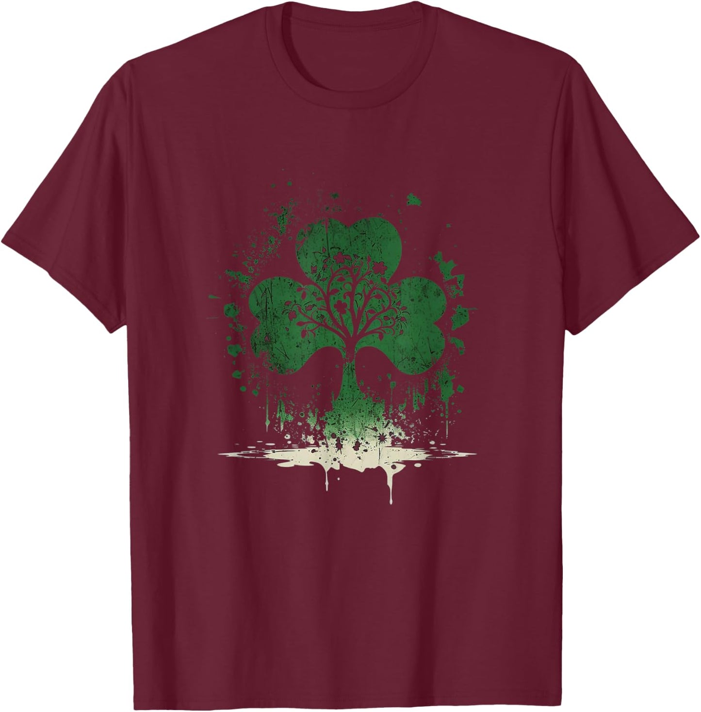 St Patricks Day Shamrock Art , black T-Shirt - T-Shirt | Maroon