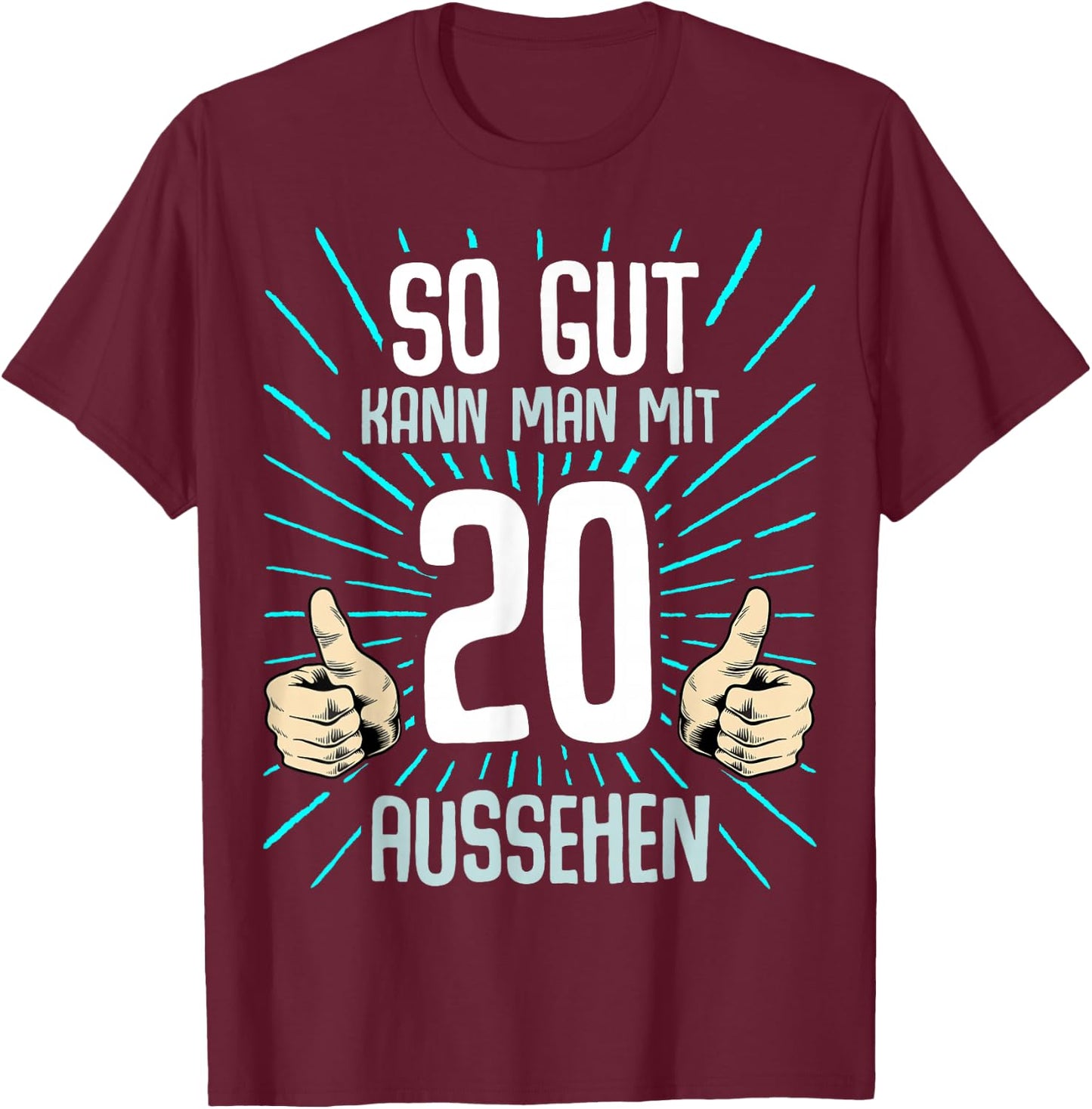 20th Birthday Man Woman 20 Years 2003 Decorative Funny Gift , black T-Shirt - T-Shirt | Maroon