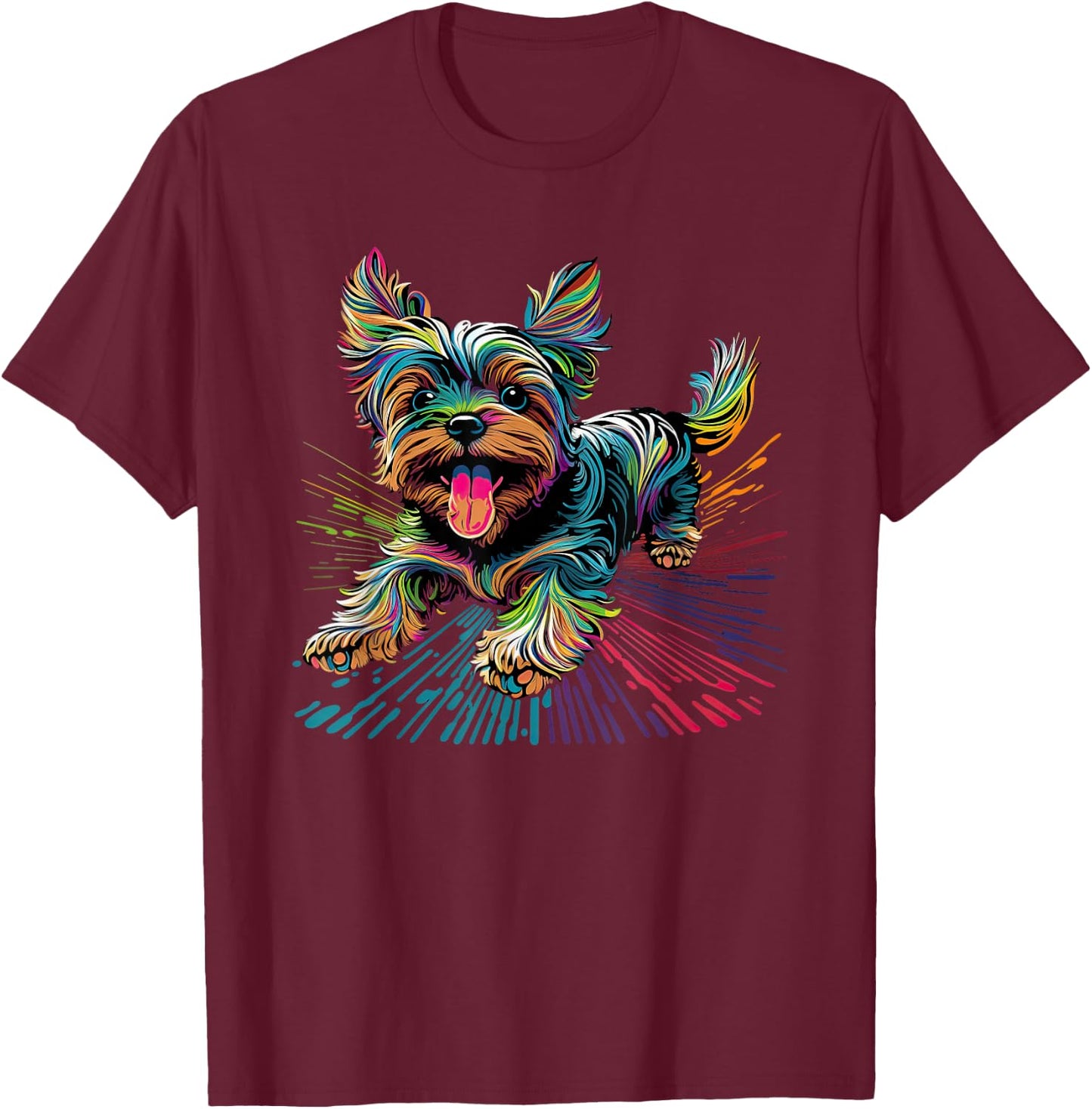 Yorkshire Terrier Dog Owner Cartoon of a Yorkshire Terrier T-Shirt - T-Shirt | Maroon