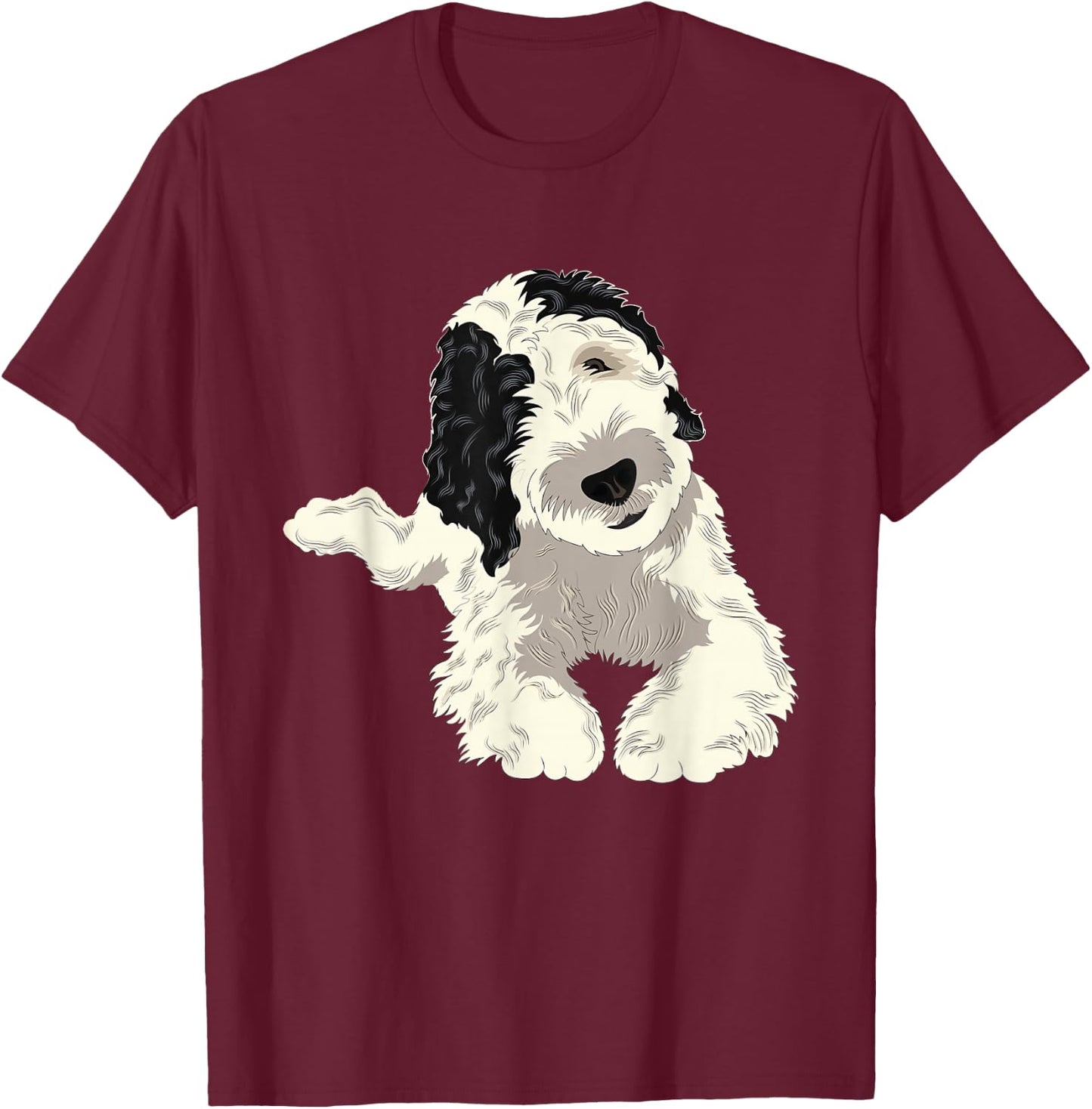 Doodle Dog Sheepadoodle T-Shirt - T-Shirt | Maroon