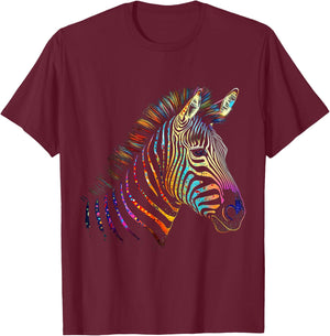 Zebra Colourful - Art Animal Zoo Animal Lovers Zebra T-Shirt - T-Shirt | Maroon