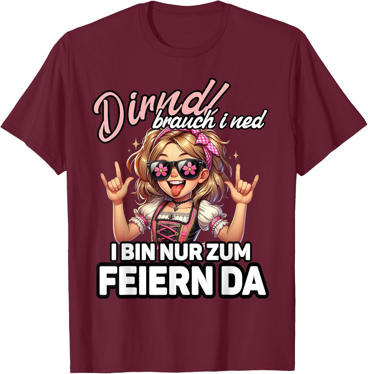 Dirndl Brauch I Ned Oktoberfest Trachtenshirt Damen Trachten T-Shirt - T-Shirt | Maroon