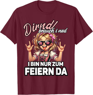 Dirndl Brauch I Ned Oktoberfest Trachtenshirt Damen Trachten T-Shirt - T-Shirt | Maroon