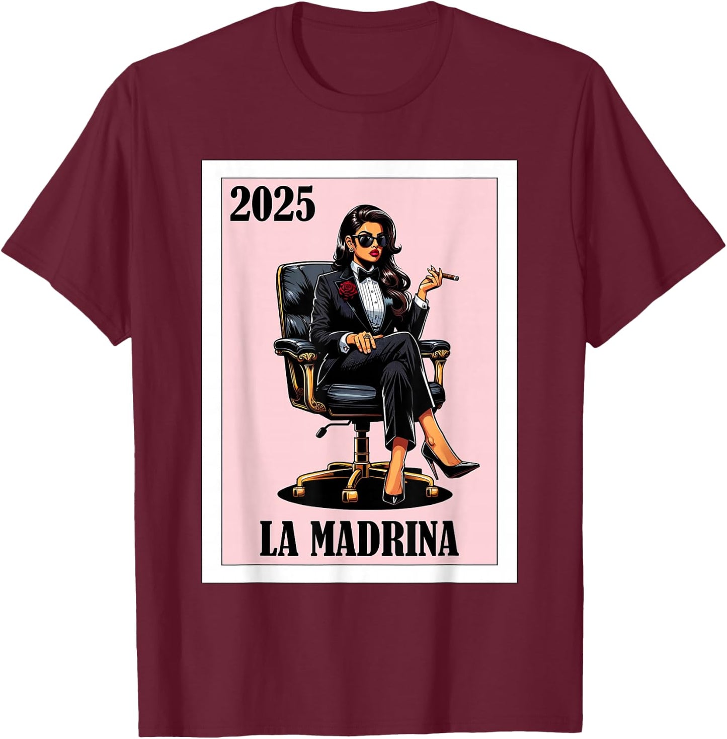 Funny Mexican Baptism Madrina Proposal 2025 - La Madrina T-Shirt - T-Shirt | Maroon