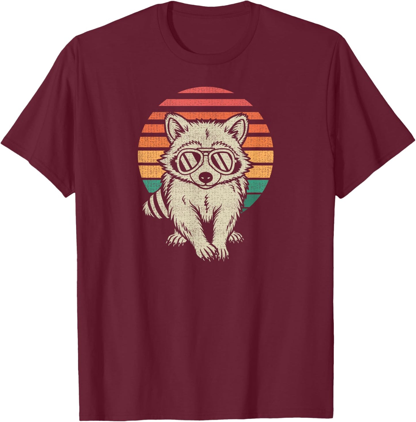 Funny Raccoon Lover Animal Retro 70s T-Shirt - T-Shirt | Maroon