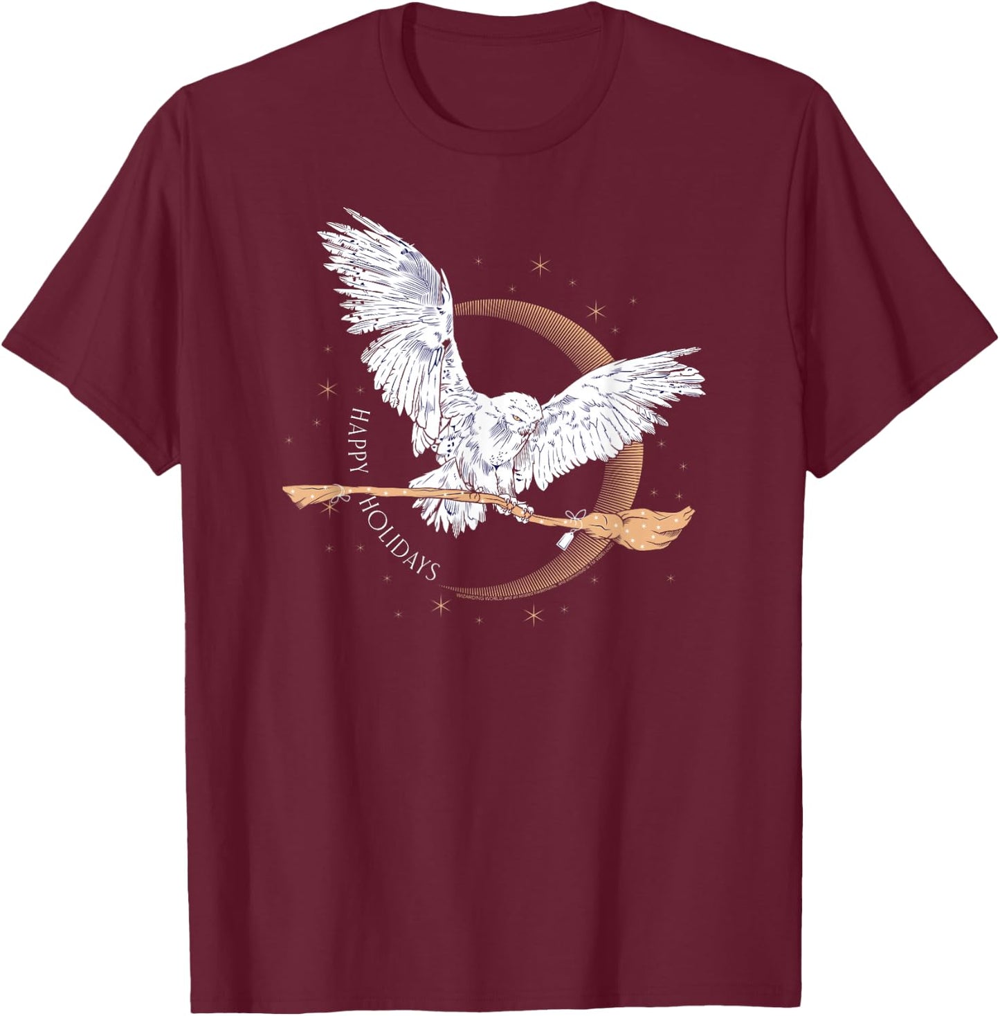 Harry Potter Happy Holidays Hedwig T-Shirt - T-Shirt | Maroon