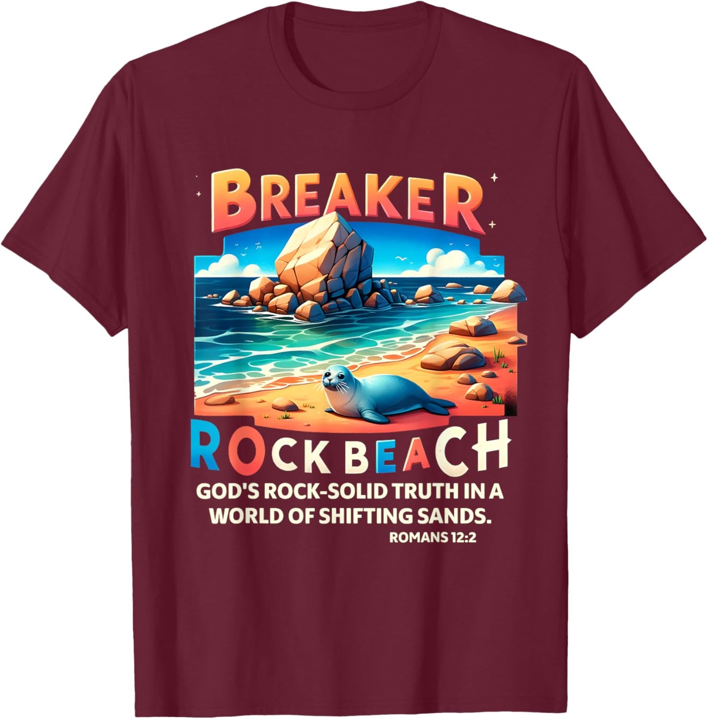 Breaker Rock Beach Christian God's Rock-Solid Truth VBS 2024 Men Women Girls Kids T-Shirt - T-Shirt | Maroon