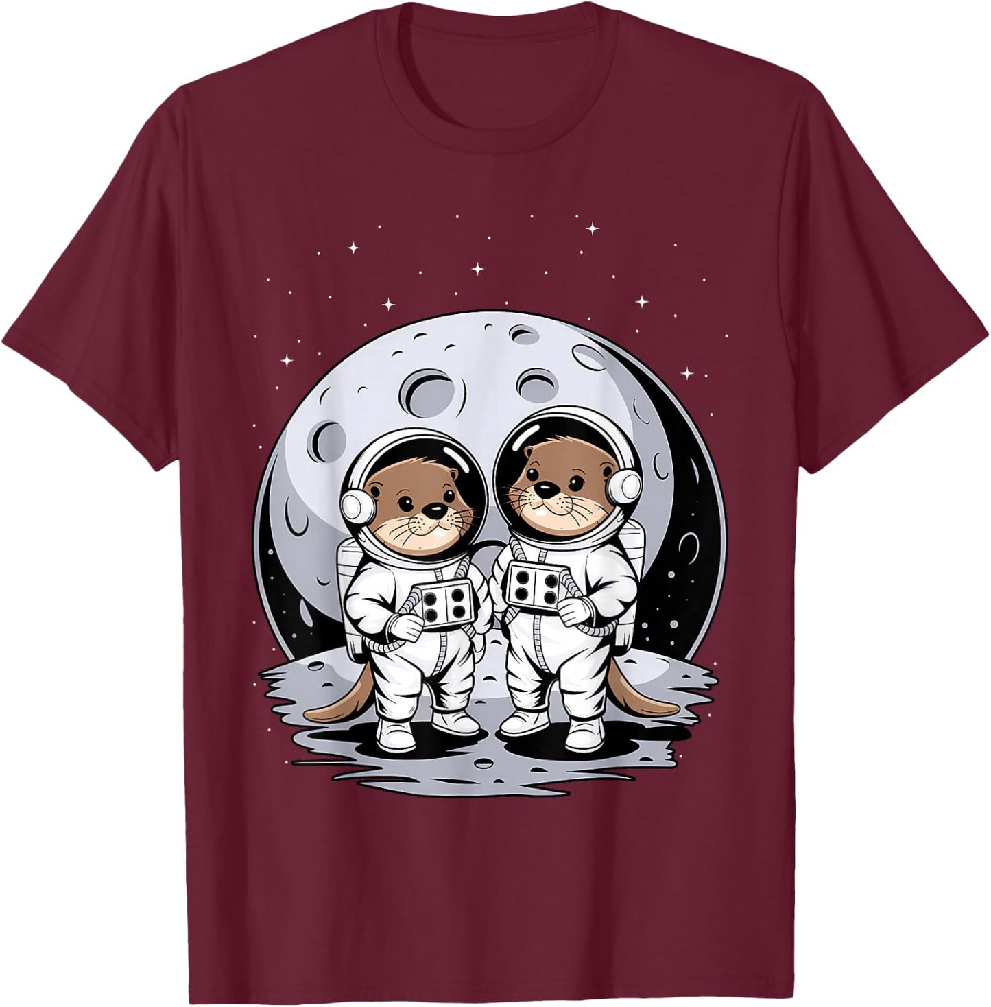 Otter Astronaut Kids Otter Women Space Sea Otter T-Shirt - T-Shirt | Maroon