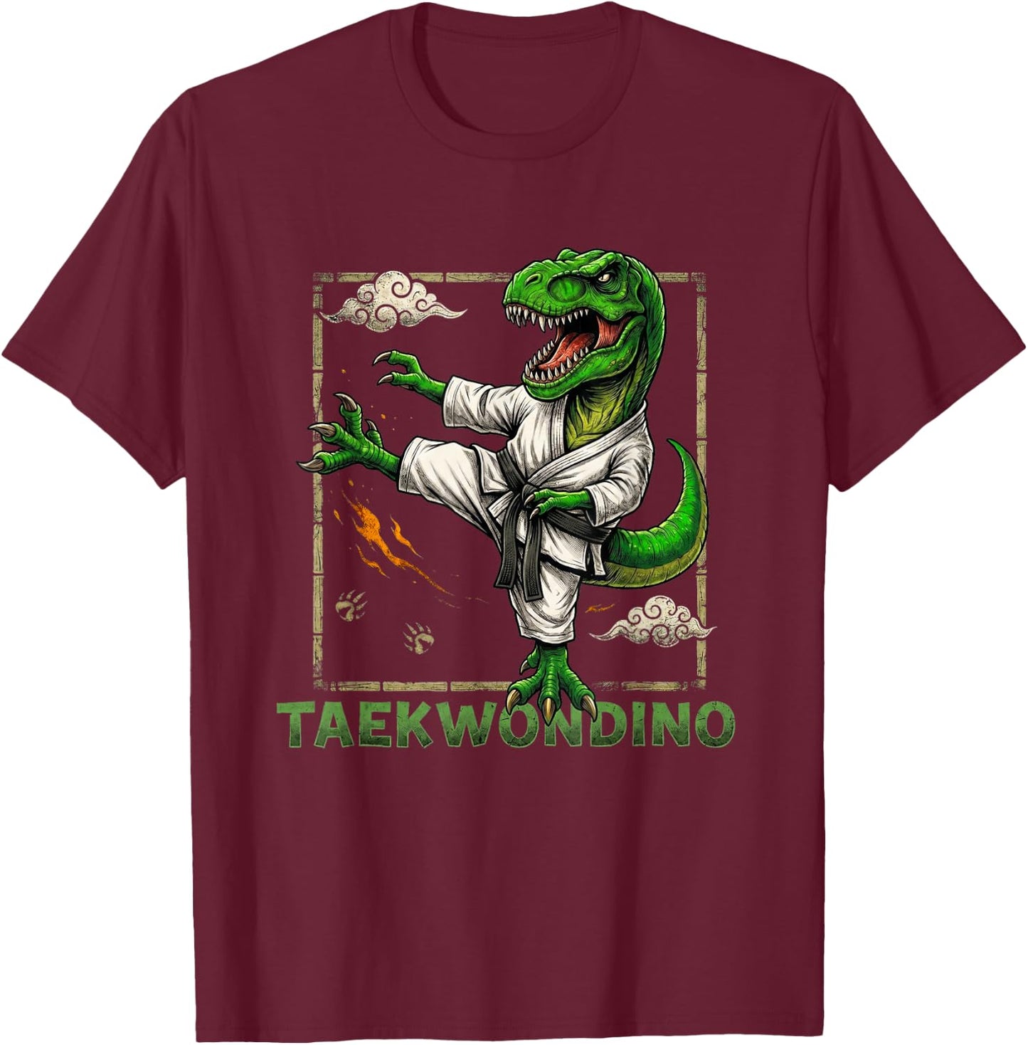 Funny Taekwondo Dinosaur Taekwondosaurus T-Rex Taekwondoin T-Shirt - T-Shirt | Maroon