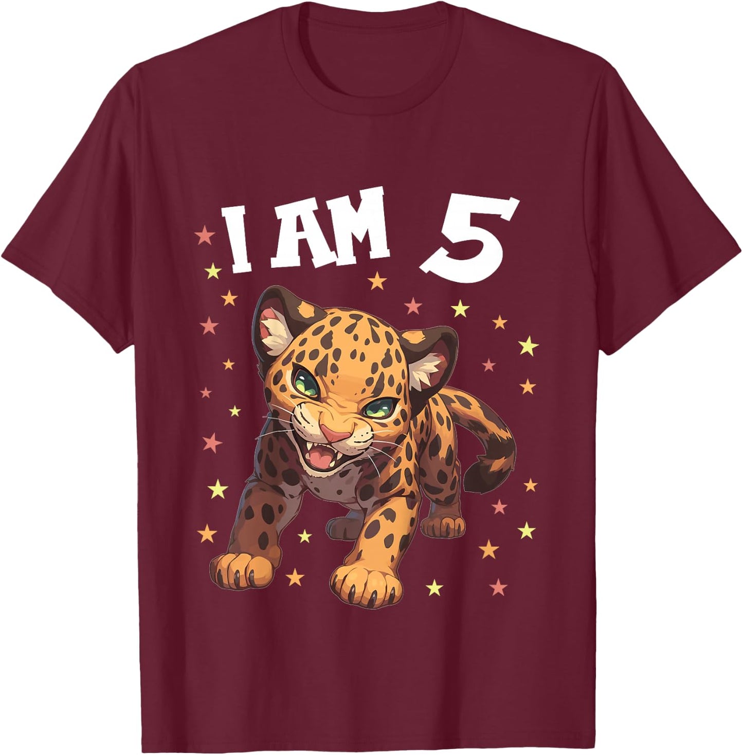 Kids 5 Years old 5 birthday Jaguars Boy Girl Jaguar T-Shirt - T-Shirt | Maroon