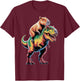 Dino Adventure With Capybara T-Shirt - T-Shirt | Maroon