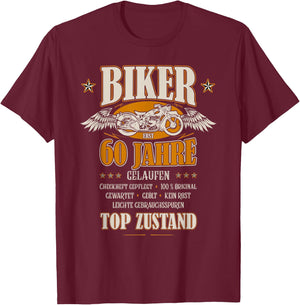 60th Birthday Biker Motorcycle Man Gift Funny , black, s T-Shirt - T-Shirt | Maroon