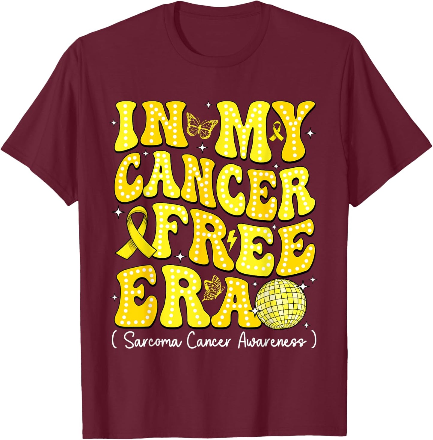 In My Cancer Free Era Dalmatian Dots Sarcoma Cancer T-Shirt - T-Shirt | Maroon