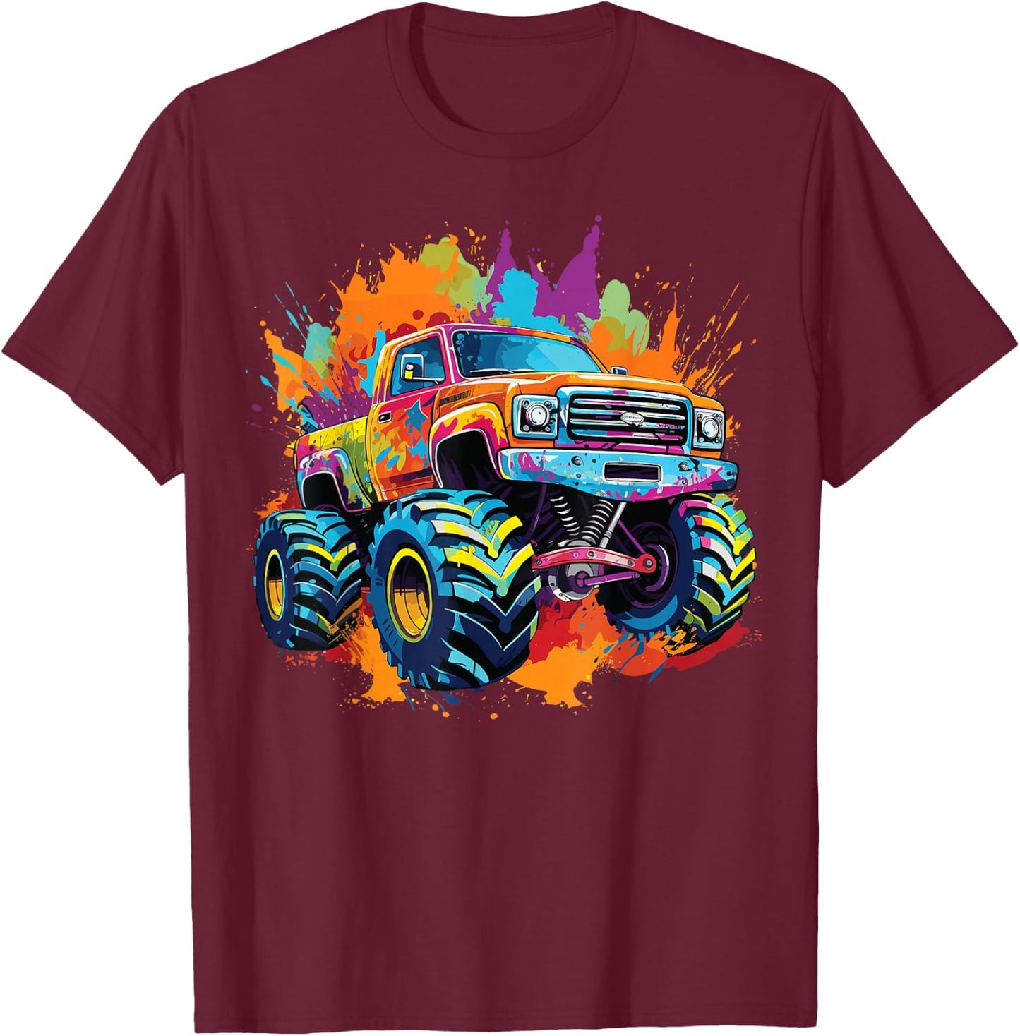 Monster Truck for Toddlers Teenagers & Adults, black T-Shirt - T-Shirt | Maroon