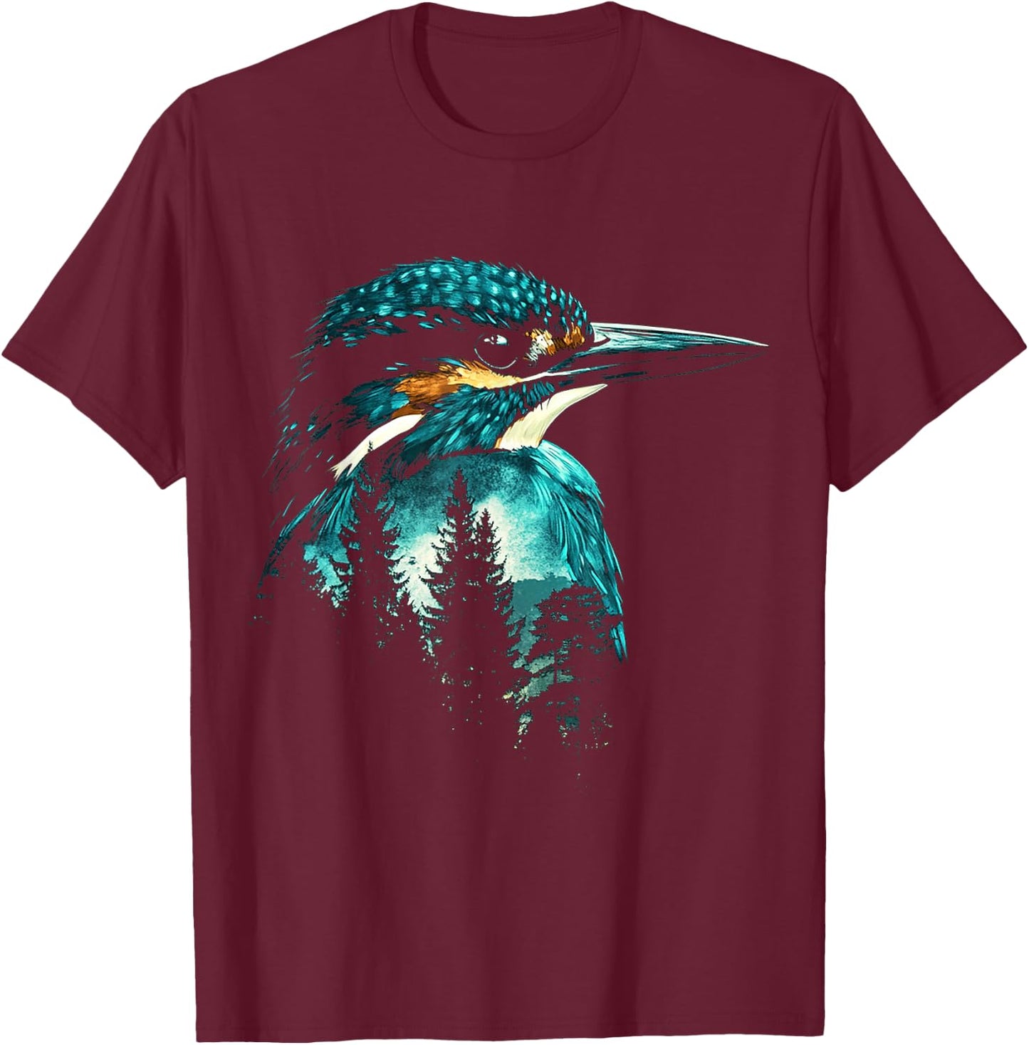 Kingfisher Bird Animal Art Headphones Kingfisher , black, S T-Shirt - T-Shirt | Maroon