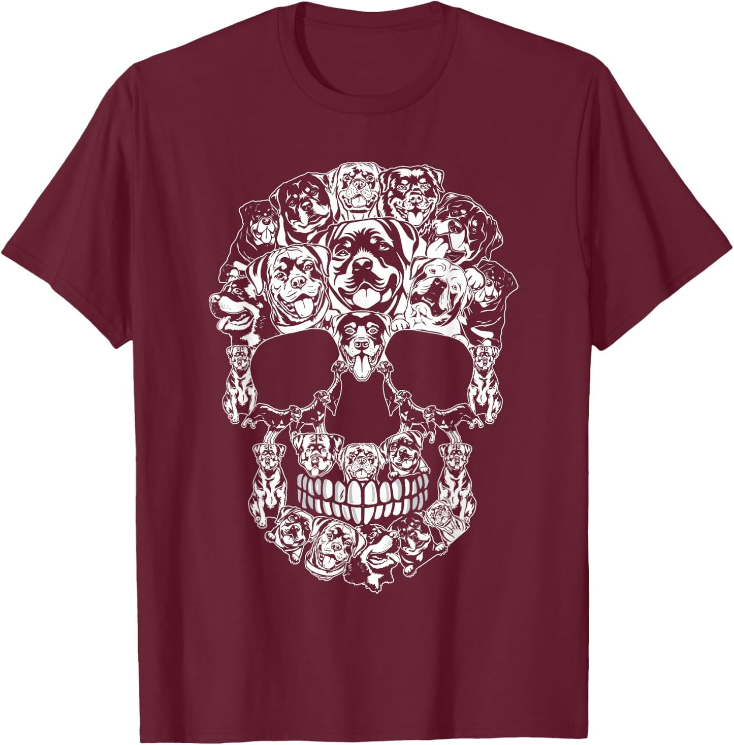 Matching Family Rottweiler Dog Skull Costume Halloween Women Kids T-Shirt - T-Shirt | Maroon