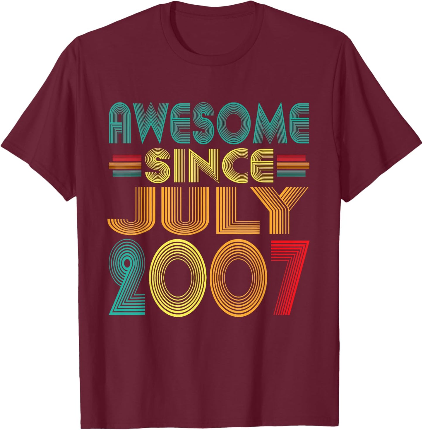 Awesome Since July 2007 Years 19th Bday Funny Vintage T-Shirt - T-Shirt | Maroon
