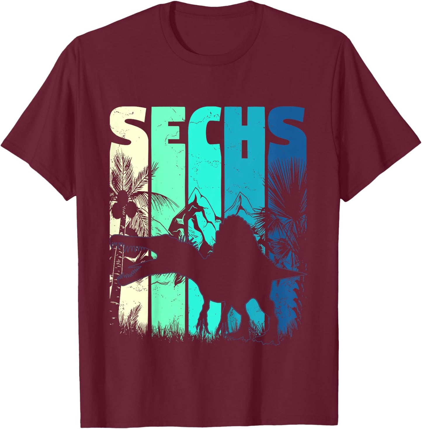 Kinder Spinosaurus 6 Jahre Alt 6. Geburtstag Jungen Mädchen Neun T-Shirt - T-Shirt | Maroon