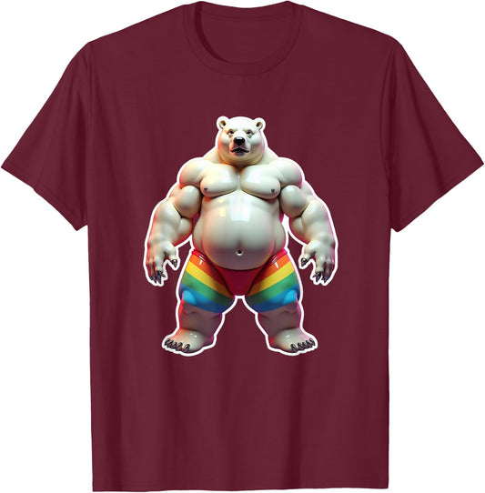 "I Love Bears" Fun Gay Pride Vintage Rainbow T-Shirt - T-Shirt | Maroon