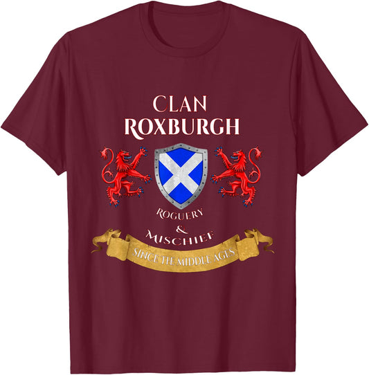 Roxburgh Scottish Family Clan Middle Ages Mischief T-Shirt - T-Shirt | Maroon