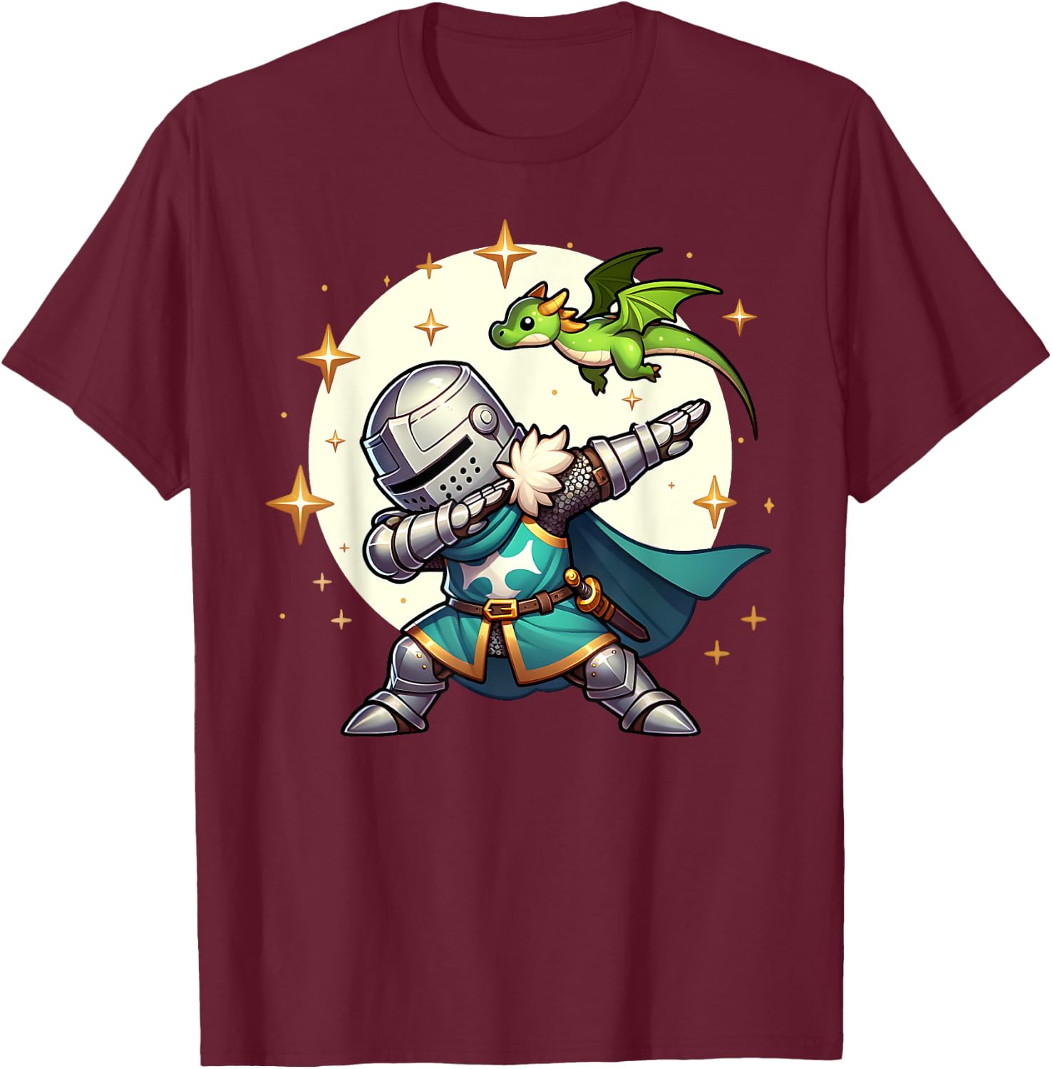 Ren Faire Dabbing Medieval Knight Dragon Funny Renaissance T-Shirt - T-Shirt | Maroon
