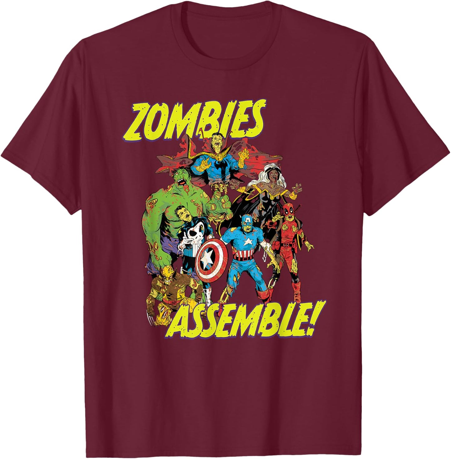 Marvel Zombies Super Hero Zombies Assemble Halloween T-Shirt - T-Shirt | Maroon