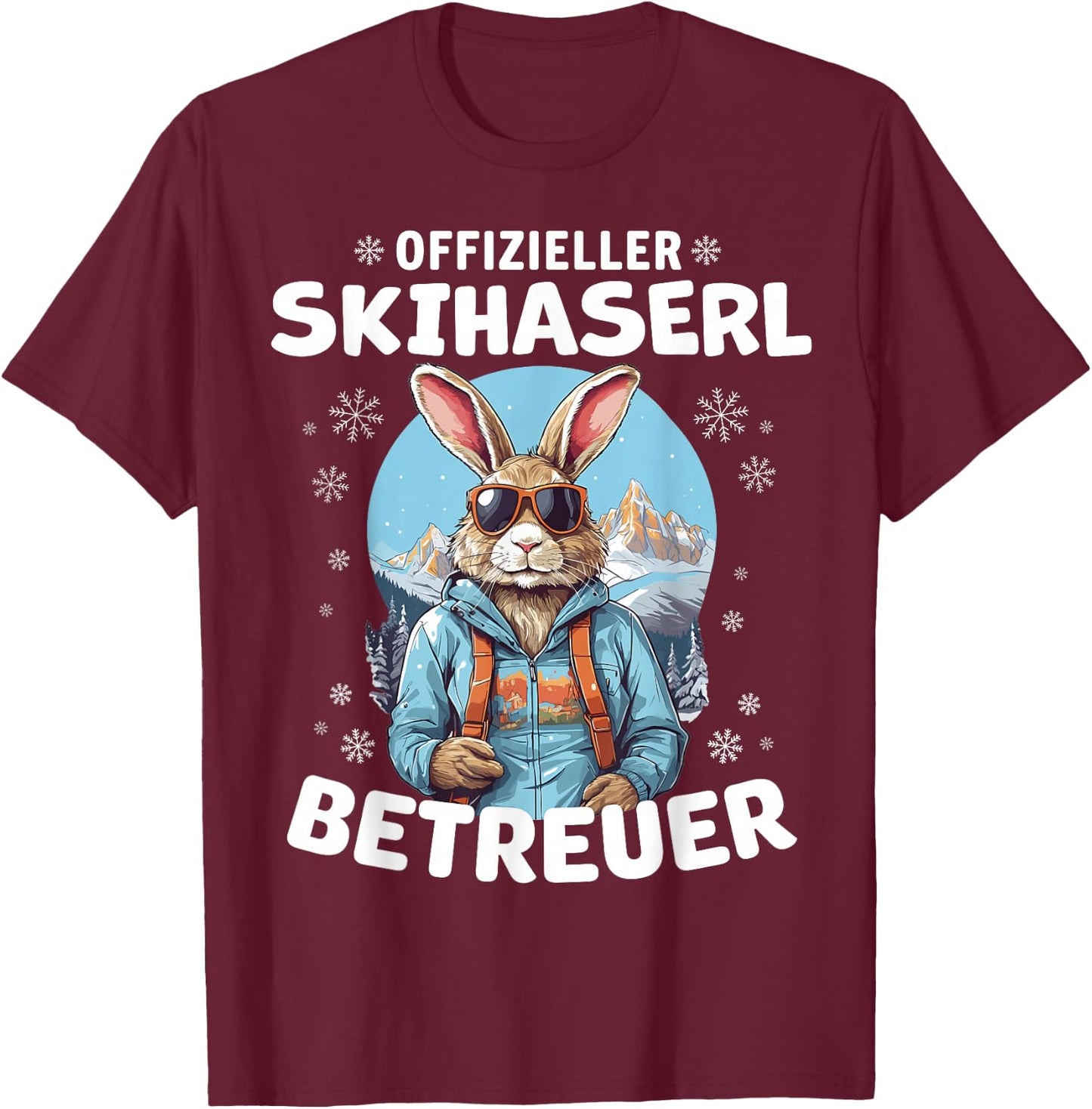Official Skihaserl Caregiver Apres Ski Skier , black T-Shirt - T-Shirt | Maroon