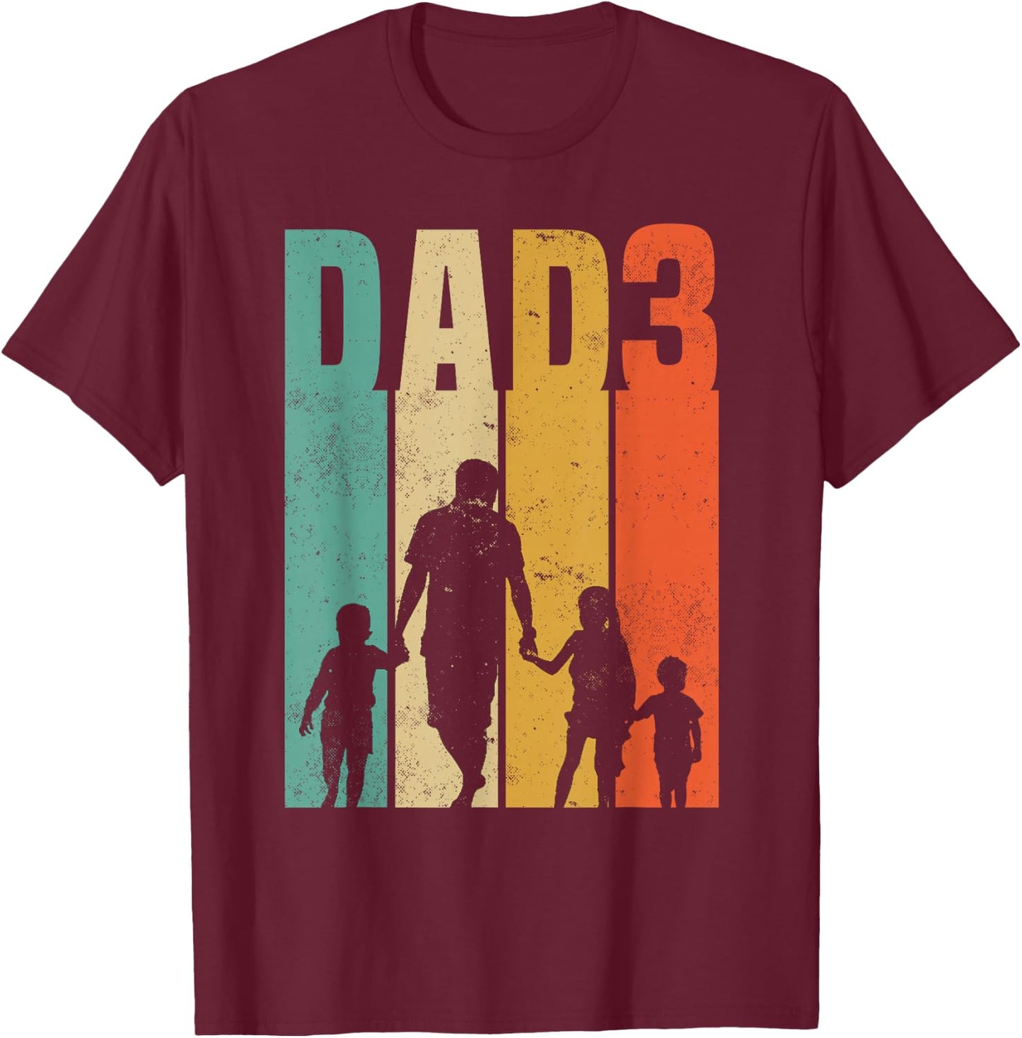 Dad hoch 3 - Vater 3 Kinder Dreifach Papa T-Shirt - T-Shirt | Maroon