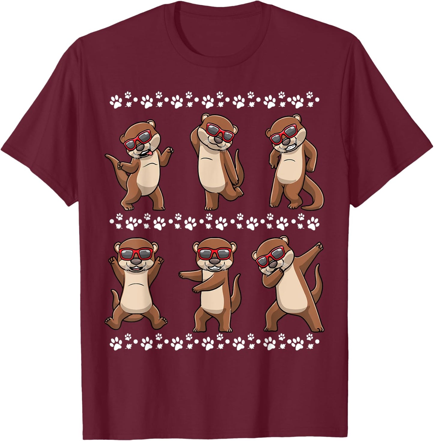 Dancing Otter With Sunglasses T-Shirt - T-Shirt | Maroon