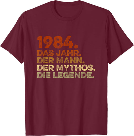 Geburtstag Mann Besonderer Jahrgang Deko Legendär Seit 1984 T-Shirt - T-Shirt | Maroon