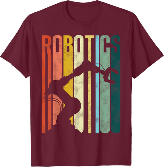 Robot Robotics Engineer Retro Vintage Robotics T-Shirt - T-Shirt | Maroon