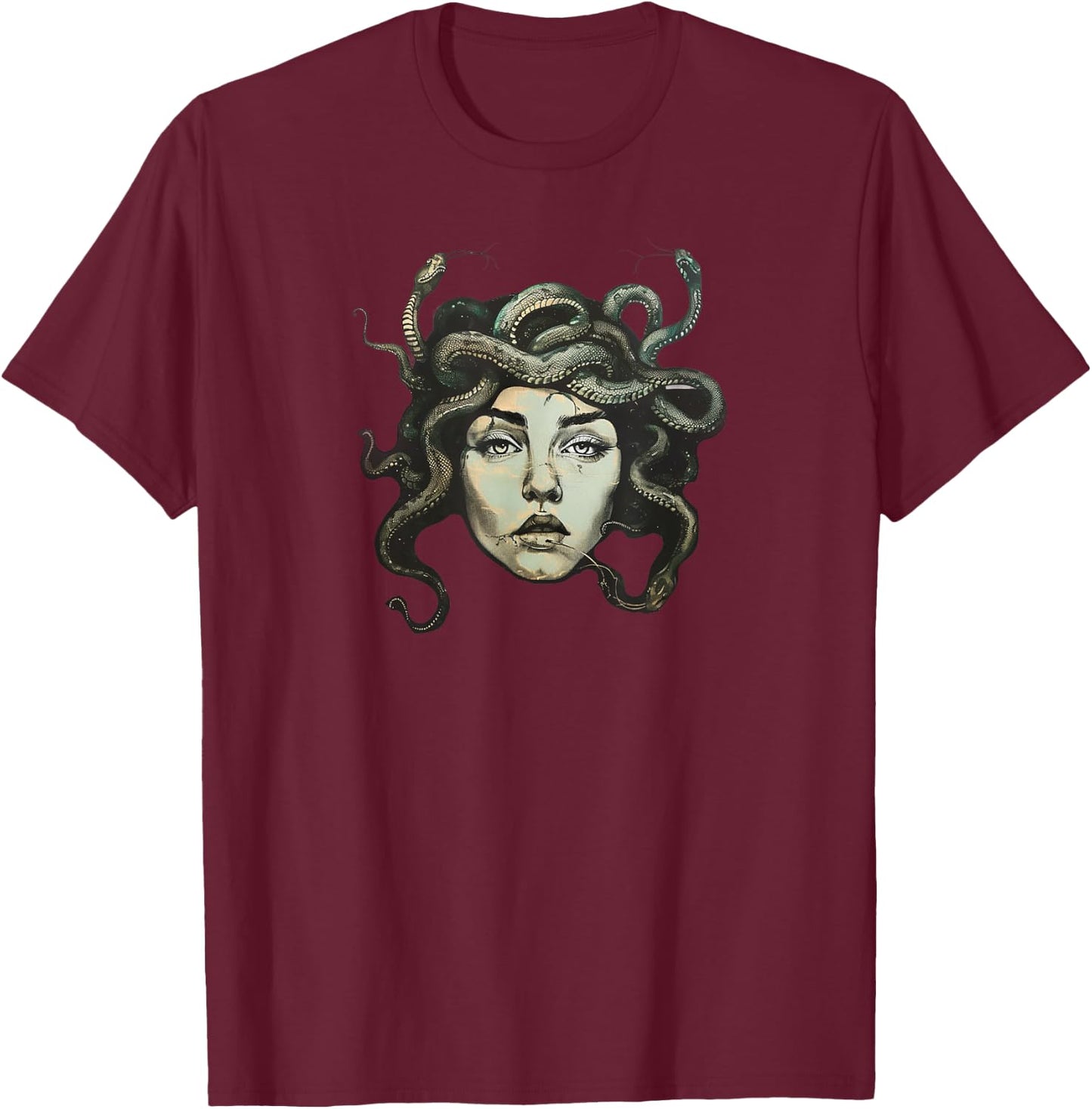 Female Gaze Staring Petrify Medusa T-Shirt - T-Shirt | Maroon