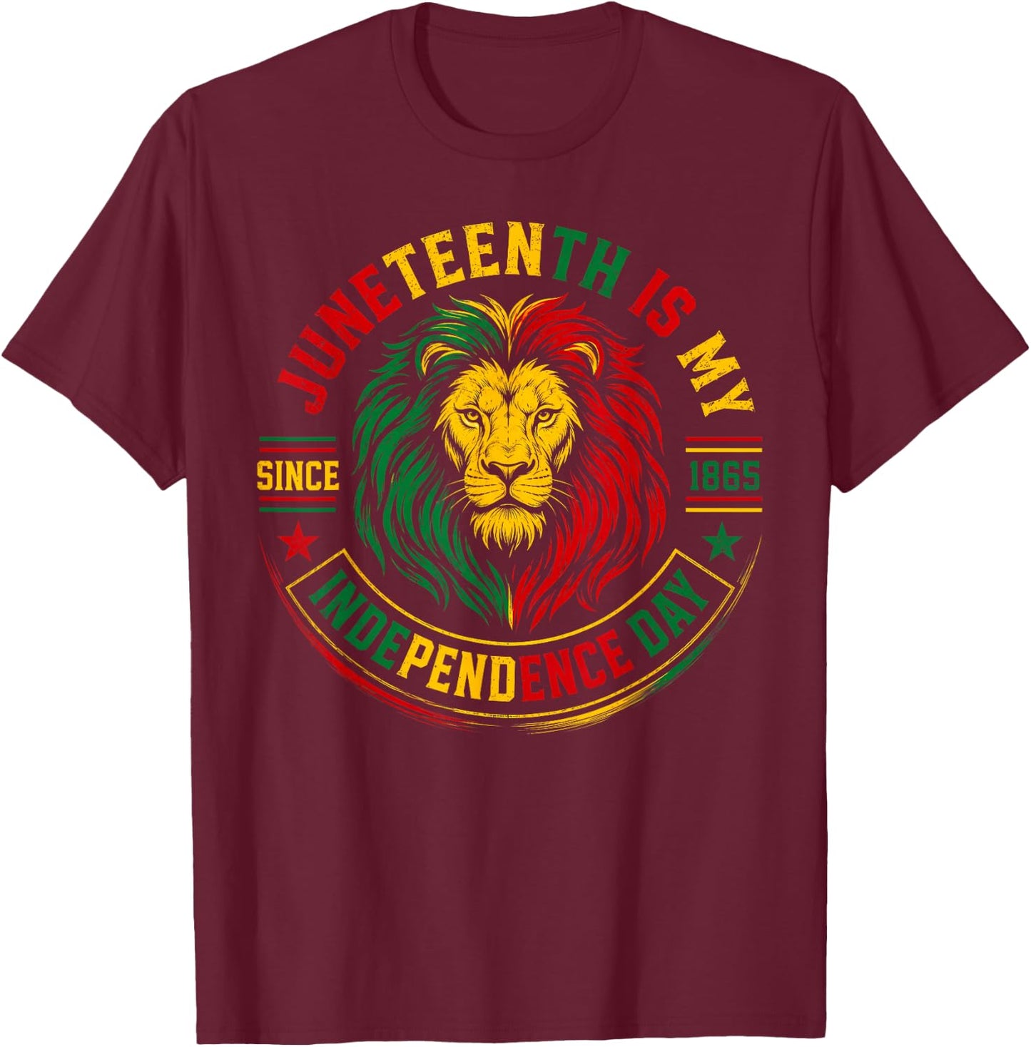 Juneteenth Shirt Lion Juneteenth is My Independence Day T-Shirt - T-Shirt | Maroon