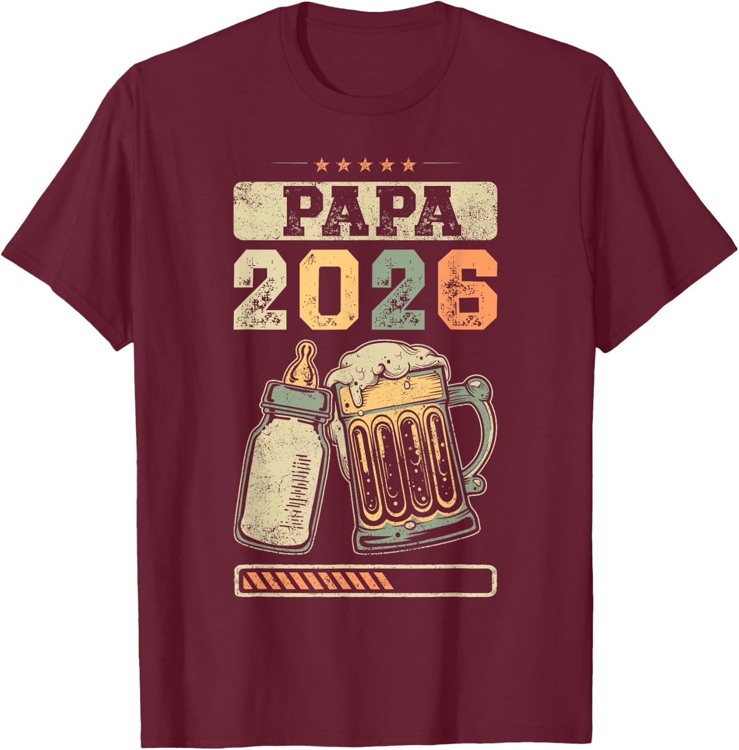 Papa 2026, Baby Announcement, Expecting Father , black T-Shirt - T-Shirt | Maroon