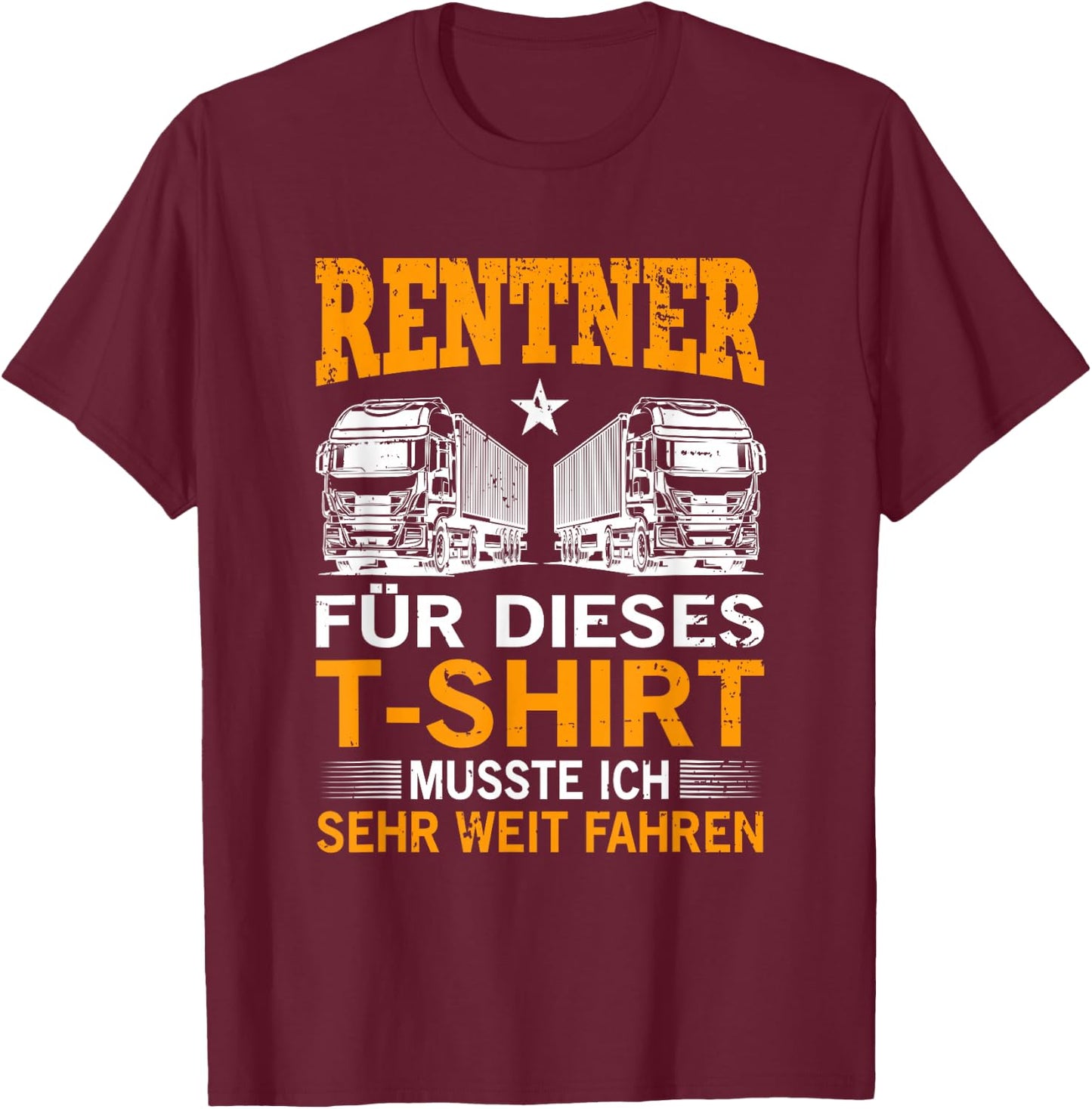 Renteneintritt Rentenalter LKW Fernfahrer Geschenk - LKW Fahrer Rente Pension Trucker Opa LKW - Fahrer Rentner Schwarz Klein Klassisch V-Ausschnitt Kurzarm Polyester 100% Pull-On S T-Shirt - T-Shirt | Maroon