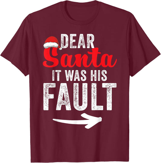 Funny Matching Couples Christmas His and Hers T-Shirt - T-Shirt | Maroon