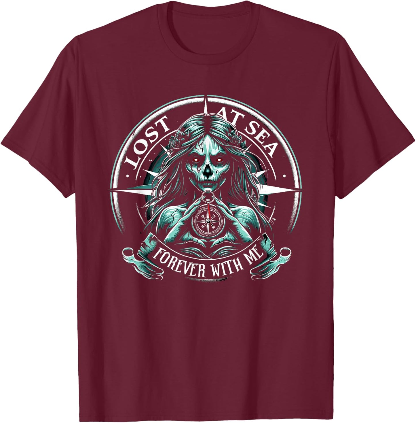 Spooky Sirens Horror Mermaid Creepy Mermaid Haunted Sea T-Shirt - T-Shirt | Maroon